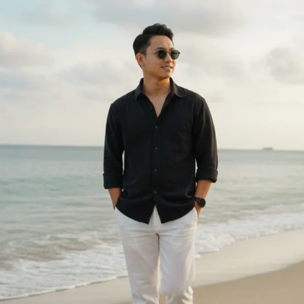 Kemeja Linen Amisena Black