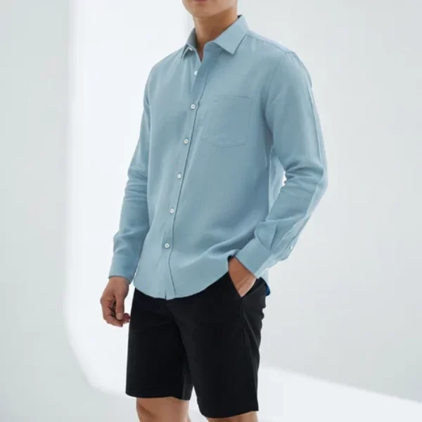 Kemeja Linen Amisena Sky Blue