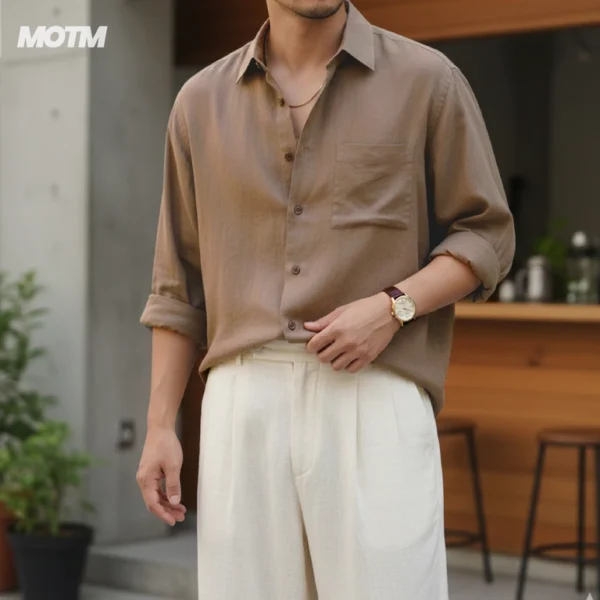 Kemeja Linen Amisena Espresso