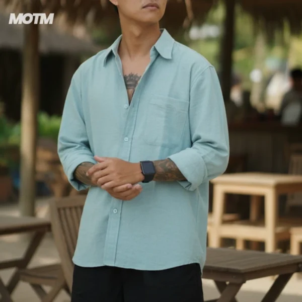 Kemeja Linen Amisena Sky Blue
