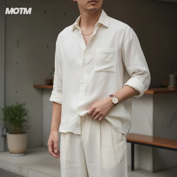 Kemeja Linen Amisena Beige
